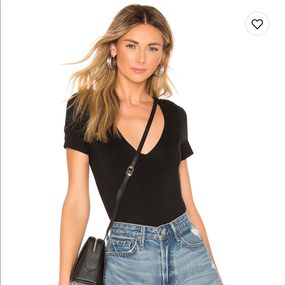 Revolve superdown black v neck short sleeve bodysuit